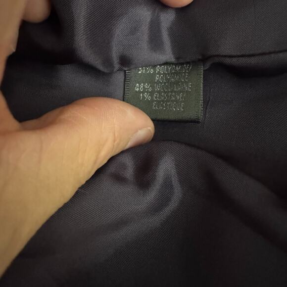 Lafayette 148 NY Navy Jacquard Swing Jacket Coat Size 12 Wool Blend 3/4 Sleeve - Picture 9 of 10